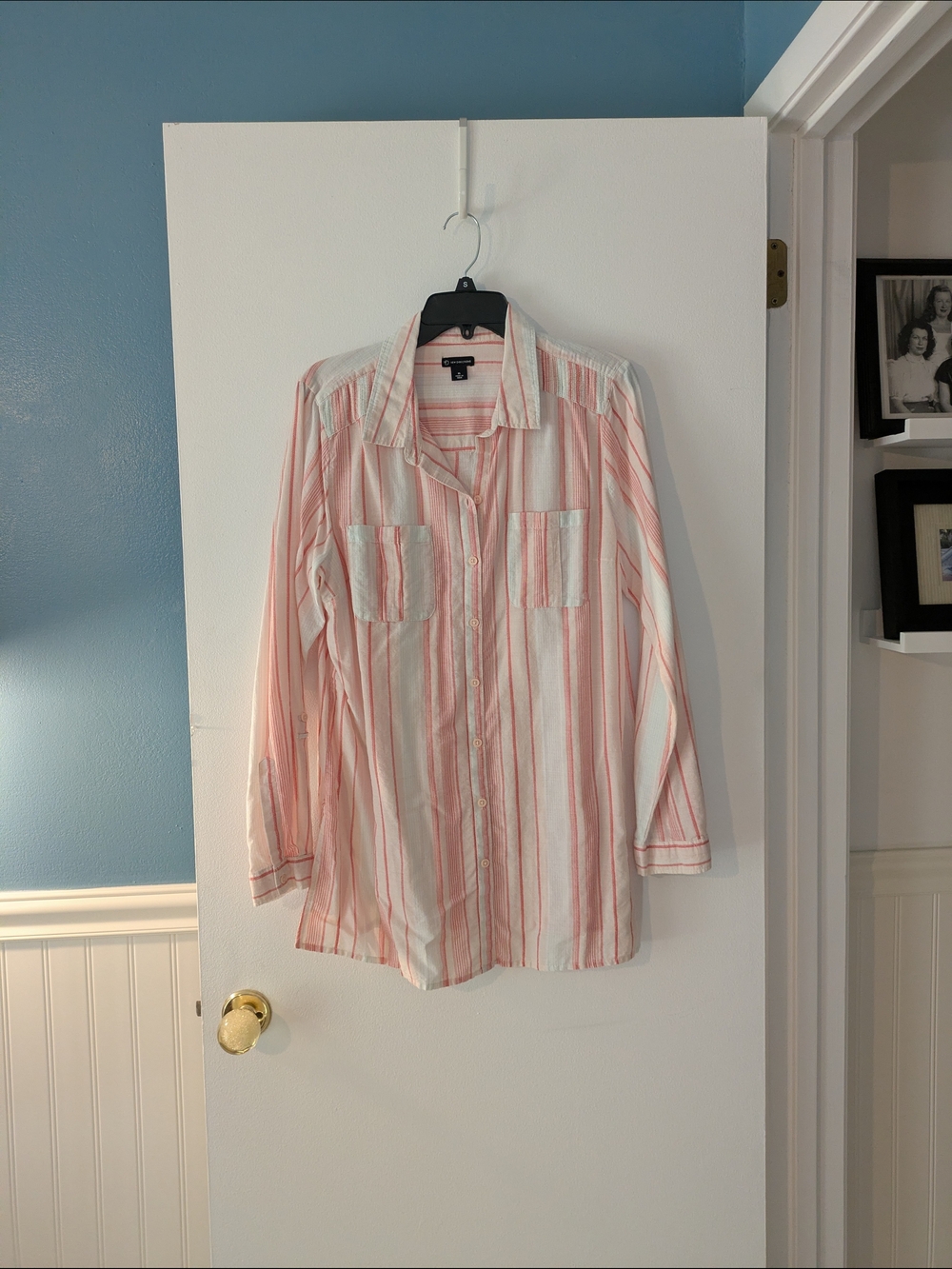 new directions Pink & White Striped Button-Front Shirt